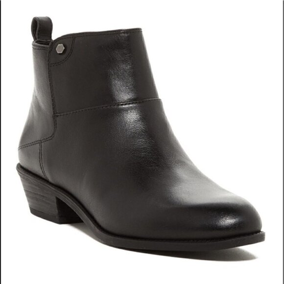 Franco Sarto Black Rafaela Leather Ankle Bootie Size 9.5 - Picture 1 of 9